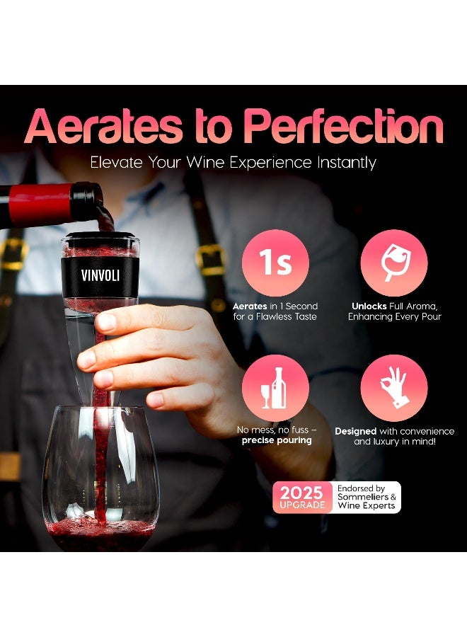 Vinvoli Deluxe Red Wine Aerator Decanter - Unique Three-Stage Aeration, Sediment Filter, No-Drip Stand - Quality and Convenience for Wine Lovers and Sommeliers - Image 2